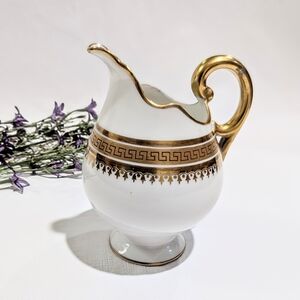 Antique Limoges Porcelain Creamer | D & C France | Bernardaud Gilt Cream Jug